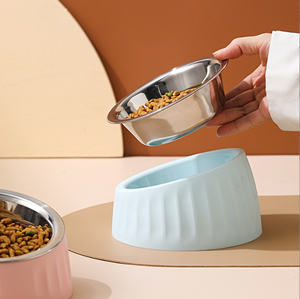 Alimentadores automáticos duplos para cães pequenos e gatos Pratos antiderrapantes de aço inoxidável Raised <span class=keywords><strong>Pet</strong></span> Bowls para Puppy Food - Product Image 2