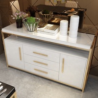 Buffet de rangement léger de luxe en acier inoxydable doré buffet en bois brillant
