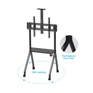 Chariot <span class=keywords><strong>TV</strong></span> à 4 niveaux réglables en <span class=keywords><strong>hauteur</strong></span>, <span class=keywords><strong>55</strong></span> à 100 <span class=keywords><strong>pouces</strong></span>, écran LED, support <span class=keywords><strong>TV</strong></span> mobile et portable avec étagère, boîte de rangement - Product Image 5