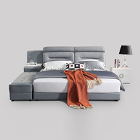 Ensemble de lit en bois massif, mobilier de chambre à coucher, simple et moderne, cadre en cuir, nouvelle création de luxe, vente en gros,