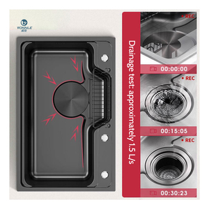 Évier de grande capacité en acier inoxydable noir nano fait à la main Évier de cuisine fabricants Évier de cuisine <span class=keywords><strong>et</strong></span> robinet - Product Image 3