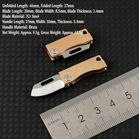 Masif Pirinç DIY Mini Katlanır Anahtarlık Bıçağı 7Cr Çelik Taşınabilir Cep Tipi Çok Amaçlı EDC Kesici, Paket Açma İçin