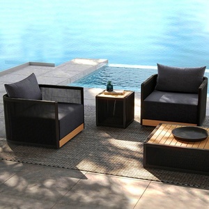 Meilleur ensemble <span class=keywords><strong>de</strong></span> canapés d'extérieur en teck moderne - Durable et imperméable pour <span class=keywords><strong>la</strong></span> cour et l'hôtel - Product Image 2