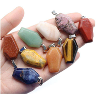 Pendentif en pierres précieuses de cristal de haute qualité, sculpté en forme de cercueil, pour la méditation, l'équilibre, le Feng Shui, bijoux d'Halloween