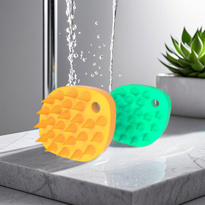 Cepillos de baño de silicona ergonómicos de grado alimenticio personalizados al por mayor cepillos de esponja cepillo de silicona cepillo ondulado - Product Image 6