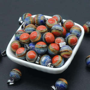 Bola bulan bintang heksagonal batu permata unik Chakra kristal liontin kalung pesona - Product Image 4