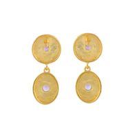 Boucles d'oreilles pendantes géométriques tendance plaquées or 18 carats avec améthyste, en laiton, bijoux fantaisie de soirée