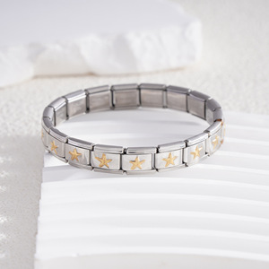 Modular <b>Bracelet</b> Stainless Steel Square Elastic Mesh Star Pattern Unisex Jewelry Gift - Product Image 2
