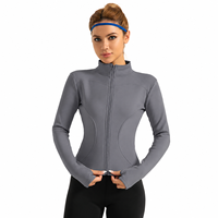 Veste de yoga en polaire pour femmes, taille XXL, doublée, fermeture éclair intégrale, col haut, extensible dans 4 directions, coupe ajustée, vêtements de sport pour la course à pied et l'entraînement