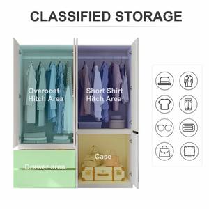 Ultimo organizzatore di vestiti portatili armadio Mdf grande camera da letto 4 porte disegni bambino in legno bambino due cassetti armadio armadio - Product Image 3