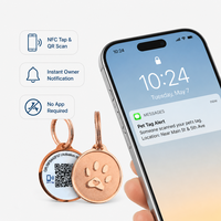 Großhandel PeaKeen Langlebiges Anpassbares NFC Smart Haustier-ID-Tag mit QR-Code, Tiermuster, Personalisiertes Niedliches Kristall-Hundemarke aus Polyester