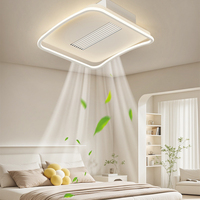 Ventilateur sans pales amovible et lavable pour salon, avec lumière intégrée, design simple et moderne, silencieux, pour chambre à coucher, ventilateur électrique invisible, lumière de plafond intégrée
