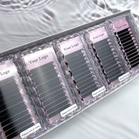 Extensions de cils volume russe effet éventail spécial C D Curl 11-12mm 0.07mm en soie individuelle sur plateaux