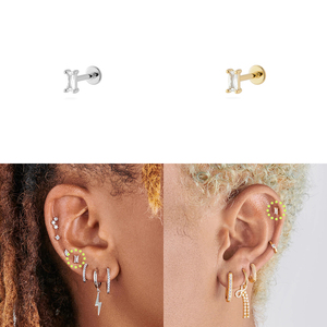 Boucles d'oreilles clous en argent sterling S925 avec diamant simple rangée, 18G, dos plat, pour piercing de cartilage, 8mm - Product Image 5