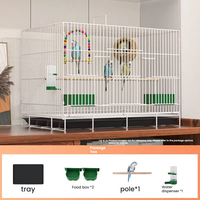 Cage à oiseaux pliable en métal pour perroquets et petits oiseaux, espacement des fils de 1 cm, avec portes d'alimentation, aucun assemblage requis