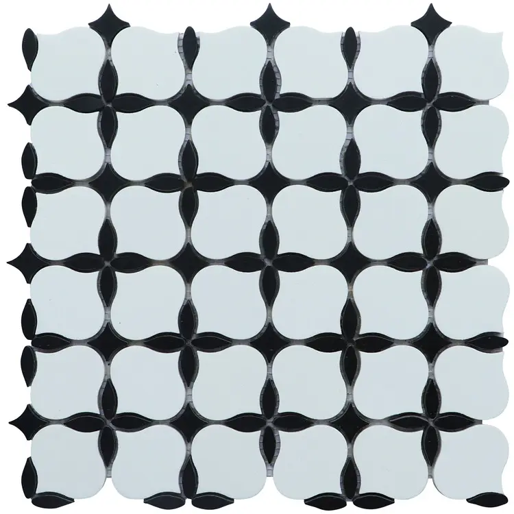 6mm Black and White Marble Mosaic Floor Tile for Floor