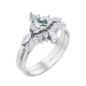 แหวนแต่งงานเงินแท้ 925 รูปมงกุฎ ประดับมอสอาเกต 1.75 กะรัต แบบหนามเตย 2 ชั้น ดีไซน์เรขาคณิต สำหรับผู้หญิง ออกงาน ขายส่งจากโรงงาน - Product Image 1