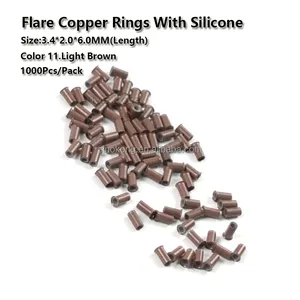 Wholesale 3.4*2.0*6.0mm Flare Copper Silicone Micro Link Ring Hair Extension Beads Accessories