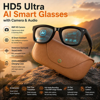 Nouvelles Lunettes Intelligentes IA 2026 HD5 Ultra avec Caméra 800W Pixels, Enregistrement Vidéo, Reconnaissance Photo IA et Traduction Vocale pour Hommes