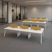 Poste de travail modulaire moderne pour bureau, personnalisé, pour 4 personnes, avec structure en acier et bureau en MFC de qualité E0, idéal pour les écoles et les bureaux.