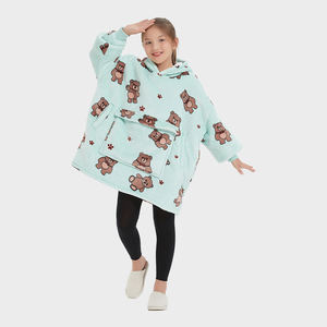 Vente chaude enfants adolescents livraison directe chaud <span class=keywords><strong>pull</strong></span> épais Sherpa polaire à capuche corail polaire à capuche couverture - Product Image 1
