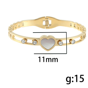 Heart Shape <b>Titanium</b> Steel Bracelet Gold Color Women's Fashion Jewelry Gift Bangle 1302 - Product Image 3