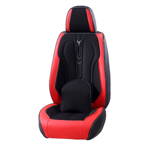Protecteur de siège de <span class=keywords><strong>voiture</strong></span> de luxe personnalisé Noir et rouge Ensemble complet universel en cuir PU - Product Image 1
