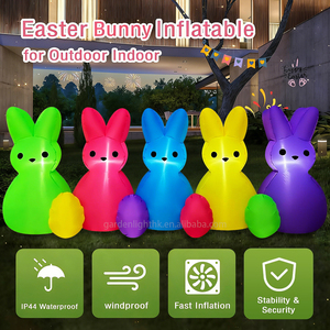 ของตกแต่งกลางแจ้ง ตุ๊กตาเป่าลมรูปครอบครัวกระต่ายพร้อมไข่อีสเตอร์ขนาด 8 ฟุต สำหรับตกแต่งสวน บ้าน สนามหญ้า และงานปาร์ตี้ - Product Image 6