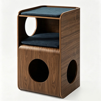 Nid pour chat en bois massif avec design amovible et lavable, respirant et avec rangement pour chats