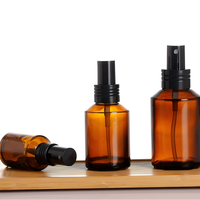 Flacon pulvérisateur en verre ambré de 30 ml/60 ml/100 ml avec couvercle noir pour eau d'essence, tonique, sérum de soin de la peau, échantillon cosmétique, recharge et stockage