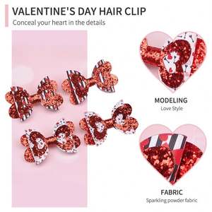 เครื่องประดับผมสำหรับวันวาเลนไทน์แบบดั้งเดิมสำหรับเด็กผู้หญิงโบว์รักในอะซิเตทขนาด5ซม. ดีไซน์ใหม่แบบข้ามพรมแดน - Product Image 2