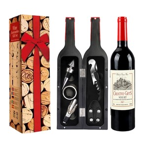 Ensemble cadeau personnalisé de 5 pièces en forme de bouteille de vin, en plastique et métal, style moderne, organisateur promotionnel pour la famille - Product Image 3