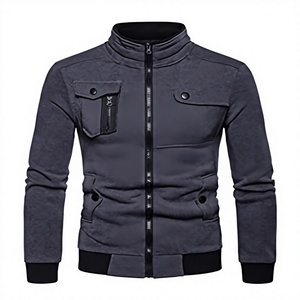 <b>Men's</b> Gray Baseball Jacket Hooded Raglan Sleeve Pullover Casual Autumn <b>Wear</b> Regular Fit Solid Design Breathable Comfortable - Product Image 2