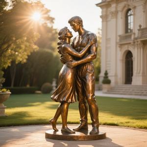 Statua di Coppia in Bronzo a Grandezza Naturale per Esterni, Scultura dell'Amore Vero per Parchi e Ville, Uso Religioso - Product Image 5