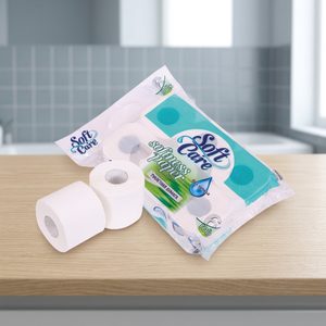 Papier toilette jetable Softcare Simple, 6 rouleaux, 2 plis, doux, résistant, sans parfum, pack - Product Image 3