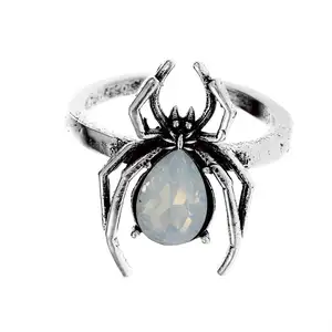 Кольцо открытое в форме паука в стиле ретро, холодное металлическое минималистское персонализированное кольцо с драгоценными камнями, подарочное кольцо