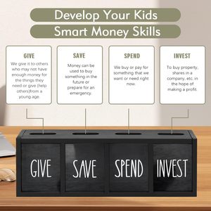 Boîte à monnaie murale en bois avec fenêtre transparente en acrylique, multi-compartiments, <span class=keywords><strong>pour</strong></span> buanderie, porte-monnaie et pièces de monnaie - Product Image 3