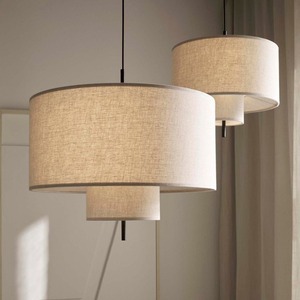 Nordic Cylindrical Fabric <b>Chandelier</b> Japanese Wabi-sabi Style Pendant Light for Dining <b>Room</b> or Restaurant - Product Image 1