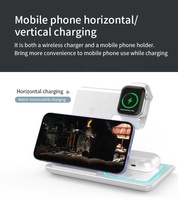 Station de charge pour montre intelligente 3 en 1, pliable, chargeur sans fil rapide 15W, support de téléphone USB type C, station d'accueil pour écouteurs, sortie 10W