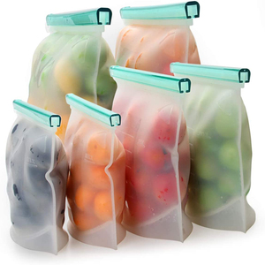 Hot Sale Eco Friendly Leakproof 100% Reusable Silicone Food Storage Container Bag Zip for Packing Food