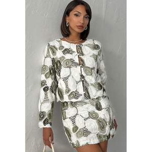 Topshow Bohemian Floral Embroidered <b>Shirt</b> Vintage 3D Striped Knitted Size XL Sequined Loose for Spring/ Autumn <b>Parties</b> - Product Image 5