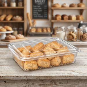 Crystal-clear Food Grade Rectangle PET Hinge Box 600 ML Capacity Cake & Bakery <b>Sweets</b> <b>Container</b> Wholesale - Product Image 1