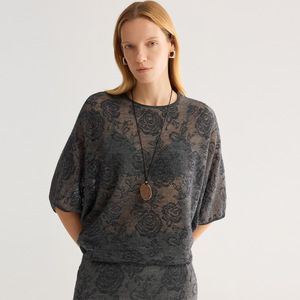 Damen Bestickter Jacquard-Wollstrickpullover Locker Geschnitten Leicht Transparent Überwurf Herbst 2026 - Product Image 1