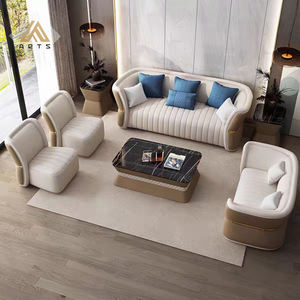 Set di Divani in Pelle di Lusso per Soggiorno, Nuovi Mobili Morbidi in Microfibra per <span class=keywords><strong>Appartamenti</strong></span>, Arredamento Elegante e Lussuoso - Product Image 2