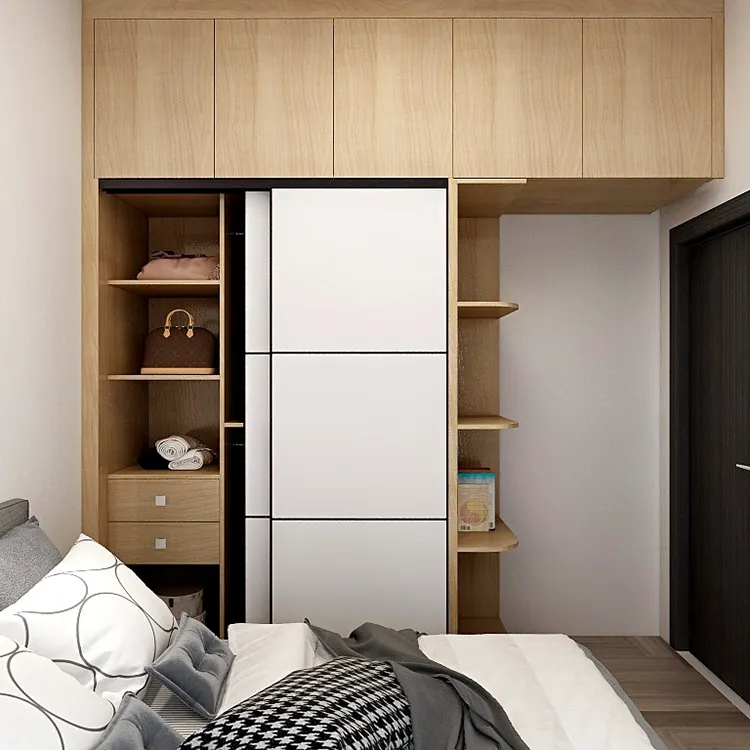 Cabinet Cloth Storage Design with Wood for Bedroom Furniture Closet Wooden Custom Modern Almirah Wardrobe Home Furniture MDF