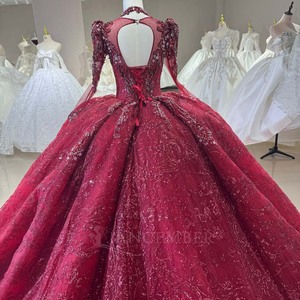 Dw0204 Modest Red Evening Dresses Beading Sequin Satin Ball <b>Gown</b> Prom Dress Women Wedding Reception Party Dress Jancemebr - Product Image 2