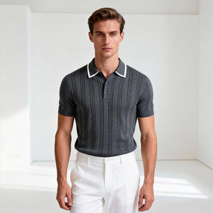 Set Completo <span class=keywords><strong>Polo</strong></span> in Maglia <span class=keywords><strong>a</strong></span> Costine in Cotone con Colletto Button-Down <span class=keywords><strong>a</strong></span> Maniche Corte, Vestibilità su Misura, Stile Business Casual, OEM ODM - Product Image 1