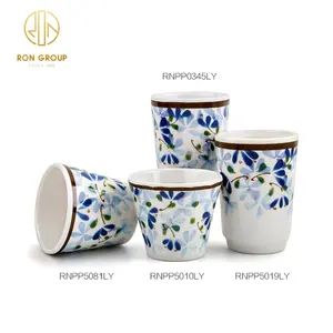 Tasses à saké de style japonais, motif de fleur incassable, vaisselle de restaurant, tasses en plastique de mélamine de 150ml