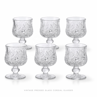 Lot de 6 verres à jus en cristal pressé à la machine avec motif Hobnail, verres à shot vintage sur pied pour bar à domicile, vente en gros