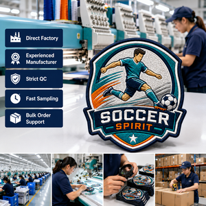 Toppe Ricamate Personalizzate per Atleti, Distintivi da Calcio OEM all'Ingrosso per Squadre Scolastiche, Abbigliamento, Giacche e Borse - Product Image 6